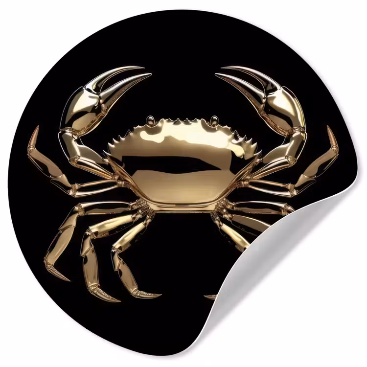 Goud - Krab - Dieren - Zwart Wandcirkel behangsticker klein -3d