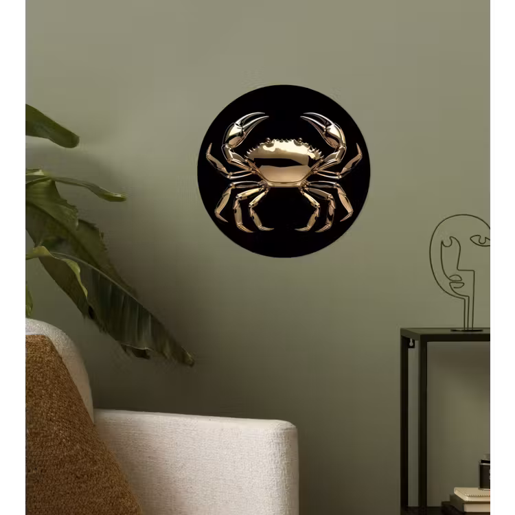 Goud - Krab - Dieren - Zwart Wandcirkel behangsticker klein -sfeer2