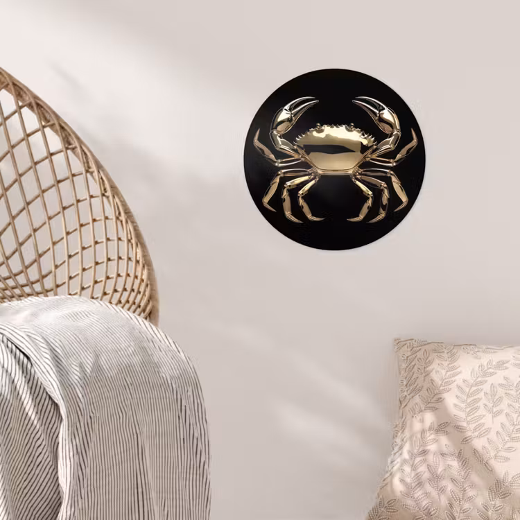 Goud - Krab - Dieren - Zwart Wandcirkel behangsticker klein -sfeer4