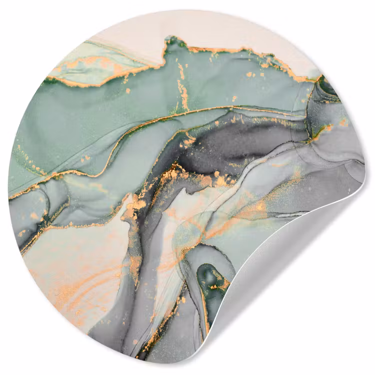 Goud - Marmer - Groen - luxe - Glitter - Marmerlook Wandcirkel behangsticker klein -3d