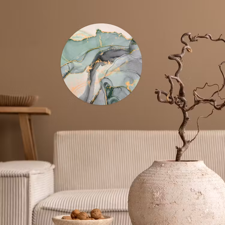 Goud - Marmer - Groen - luxe - Glitter - Marmerlook Wandcirkel behangsticker klein -sfeer1