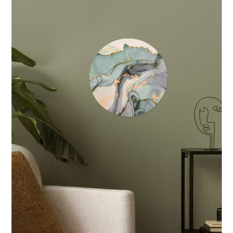 Goud - Marmer - Groen - luxe - Glitter - Marmerlook Wandcirkel behangsticker klein -sfeer2
