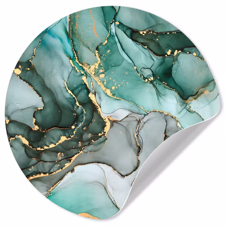 Goud - Marmer - Groen - Luxe - Marmerlook - Grijs Wandcirkel behangsticker klein -3d