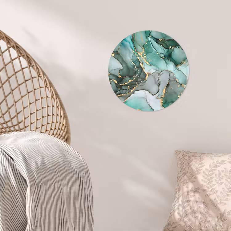 Goud - Marmer - Groen - Luxe - Marmerlook - Grijs Wandcirkel behangsticker klein -sfeer4