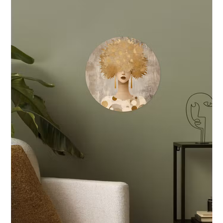 Goud - Portret - Vrouw Wandcirkel behangsticker klein -sfeer2