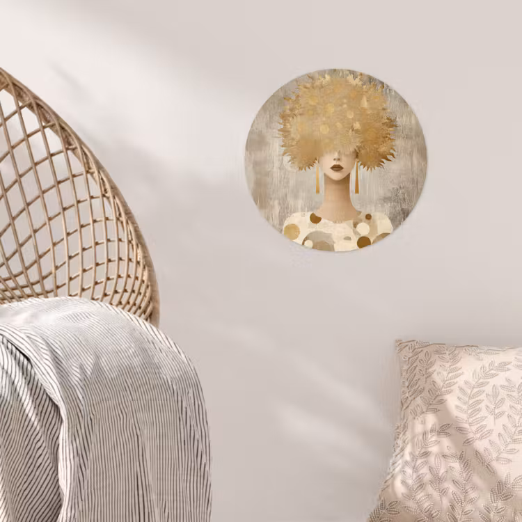 Goud - Portret - Vrouw Wandcirkel behangsticker klein -sfeer4