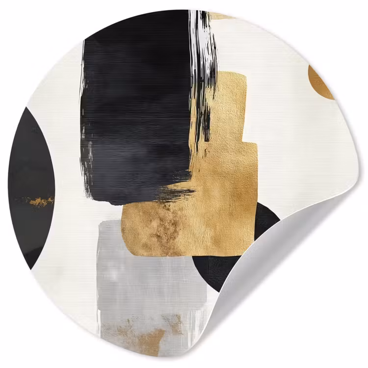 Goud - Rechthoeken - Cirkels - Abstract Wandcirkel behangsticker klein -3d