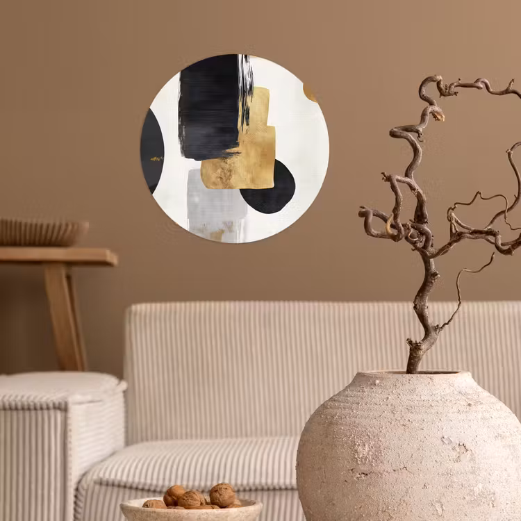 Goud - Rechthoeken - Cirkels - Abstract Wandcirkel behangsticker klein -sfeer1