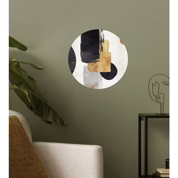 Goud - Rechthoeken - Cirkels - Abstract Wandcirkel behangsticker klein -sfeer2