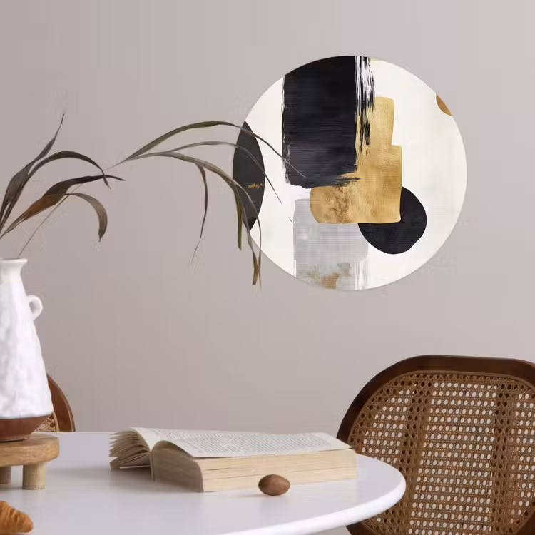 Goud - Rechthoeken - Cirkels - Abstract Wandcirkel behangsticker klein -sfeer3