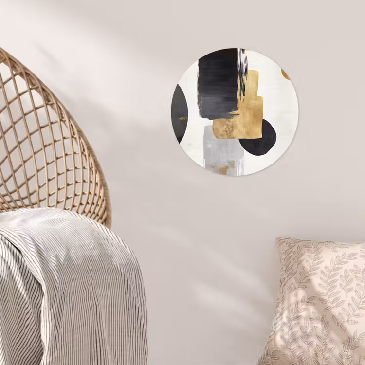 Goud - Rechthoeken - Cirkels - Abstract Wandcirkel behangsticker klein -sfeer4