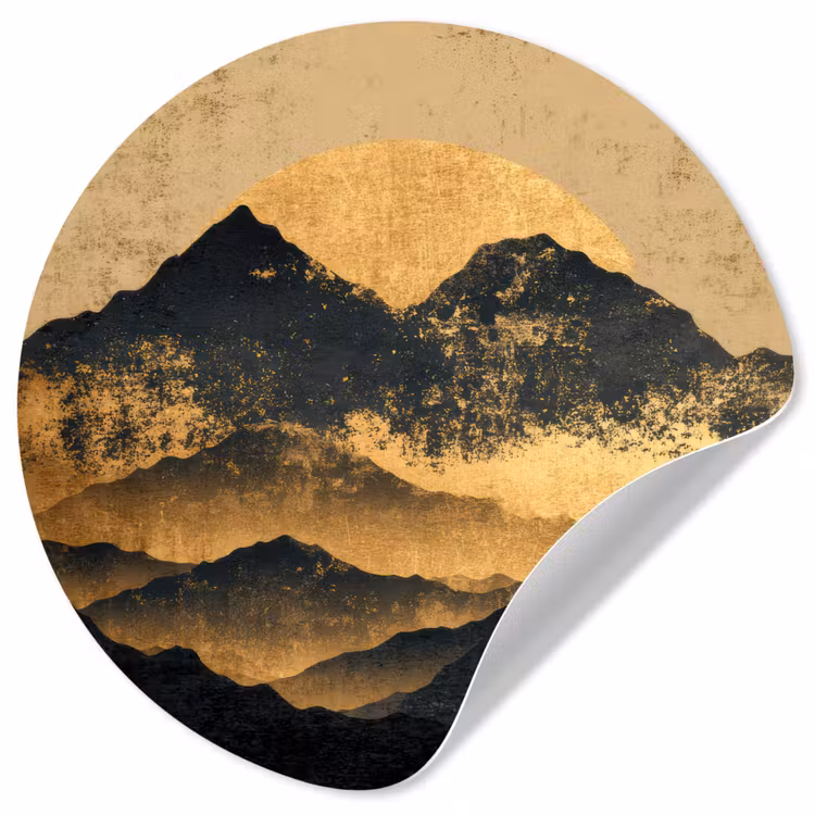 Gouden Bergen bij Maanlicht Wandcirkel behangsticker klein -3d
