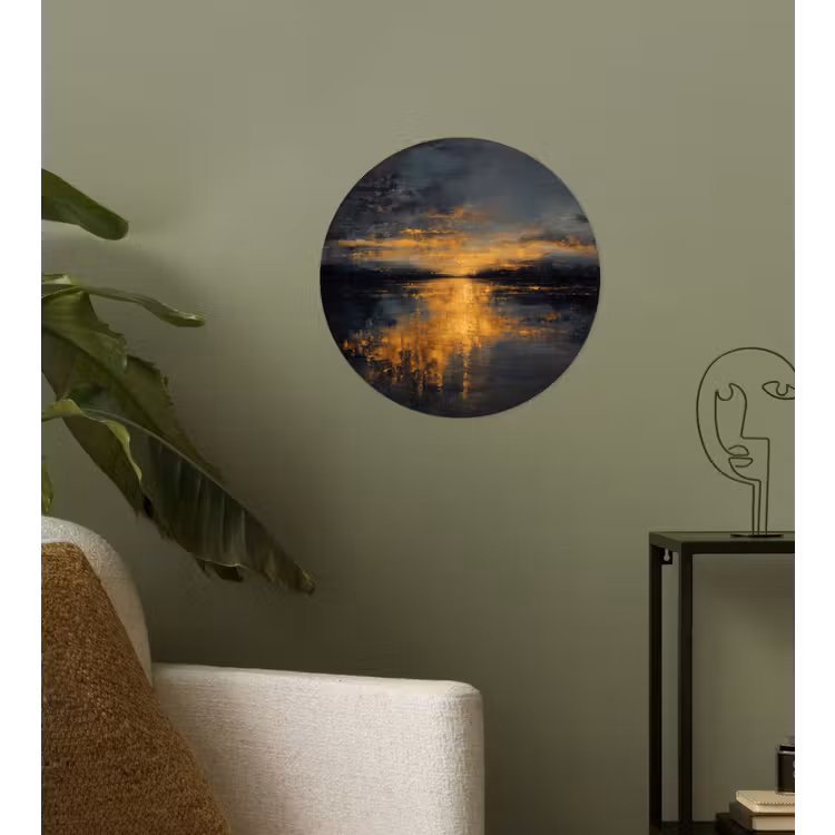 Gouden Reflectie op Water Wandcirkel behangsticker klein -sfeer2