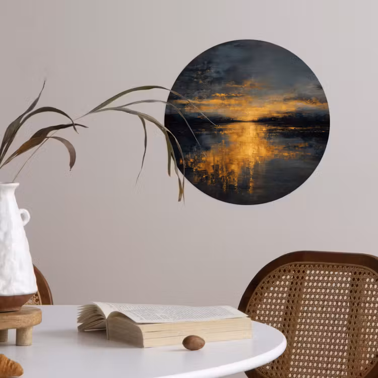 Gouden Reflectie op Water Wandcirkel behangsticker klein -sfeer3