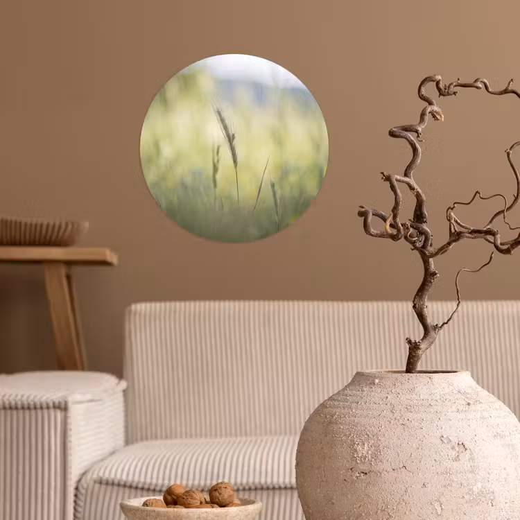 Graan - Aar - Natuur - Groen - Detail Wandcirkel behangsticker klein -sfeer1