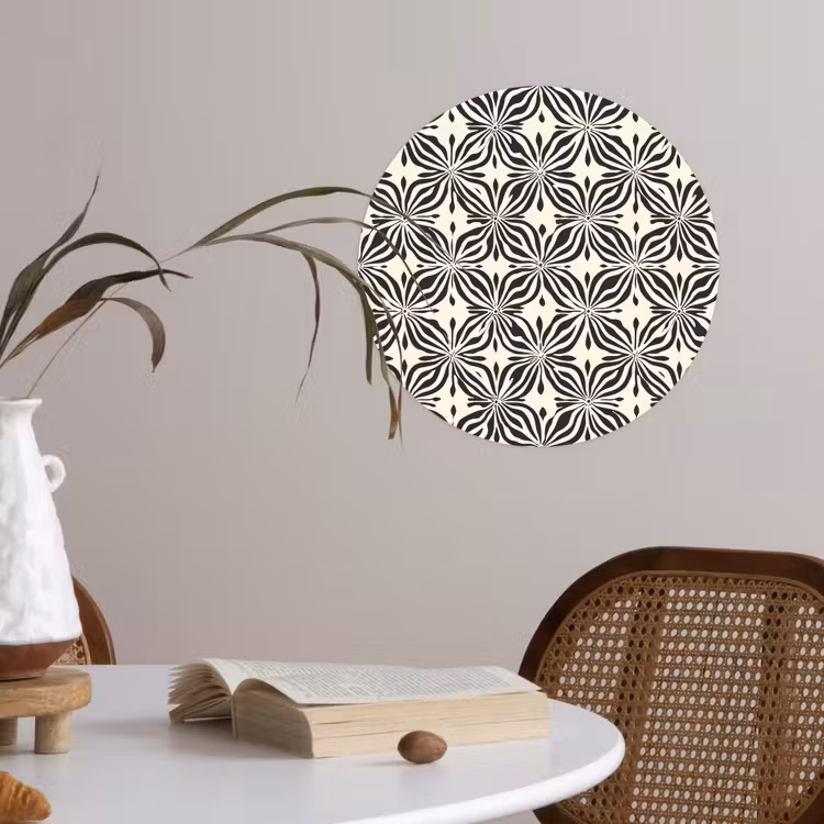 Grafisch - Patroon - Zwart Wandcirkel behangsticker klein 186 -sfeer3