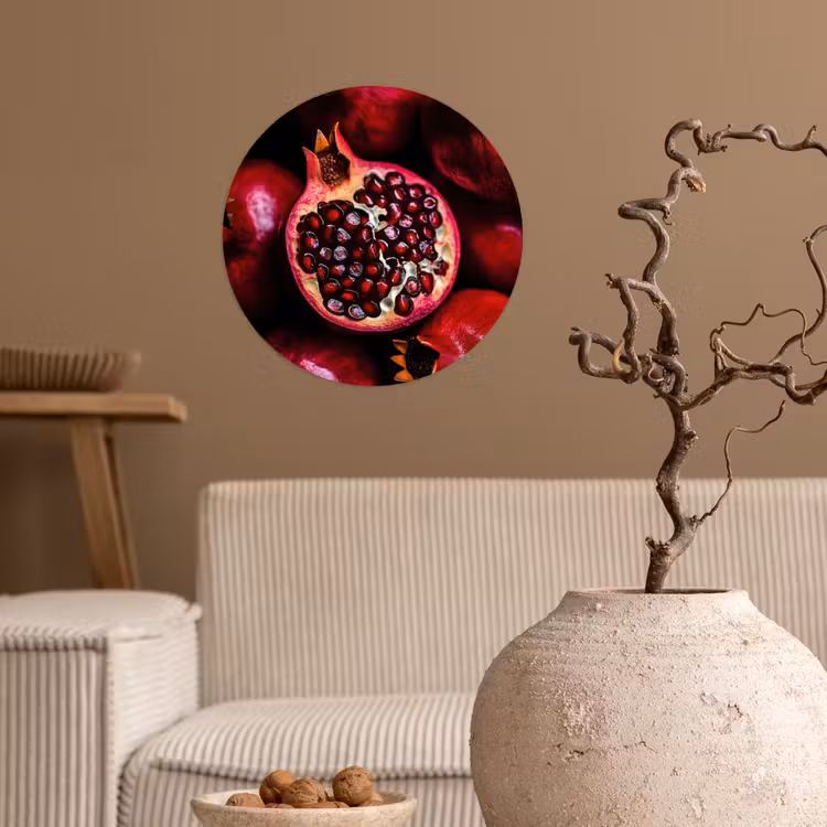 Granaatappel - Rood - Fruit Wandcirkel behangsticker klein -sfeer1