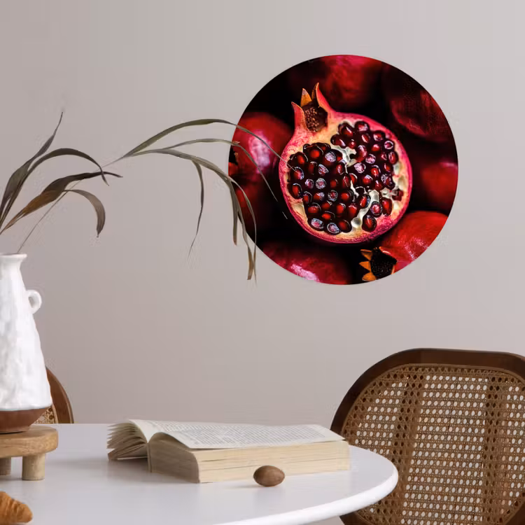 Granaatappel - Rood - Fruit Wandcirkel behangsticker klein -sfeer3
