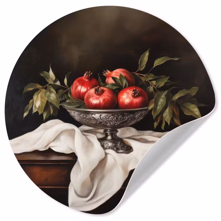 Granaatappels - Klassiek - Vintage Wandcirkel behangsticker klein -3d