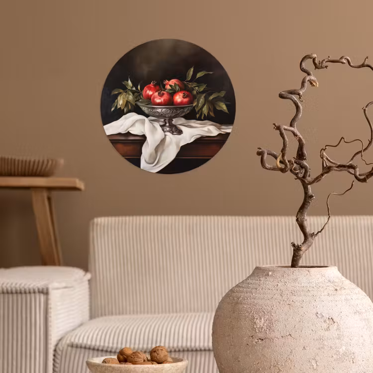 Granaatappels - Klassiek - Vintage Wandcirkel behangsticker klein -sfeer1