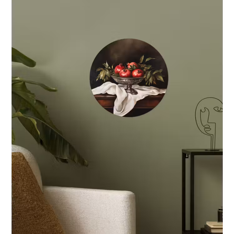 Granaatappels - Klassiek - Vintage Wandcirkel behangsticker klein -sfeer2