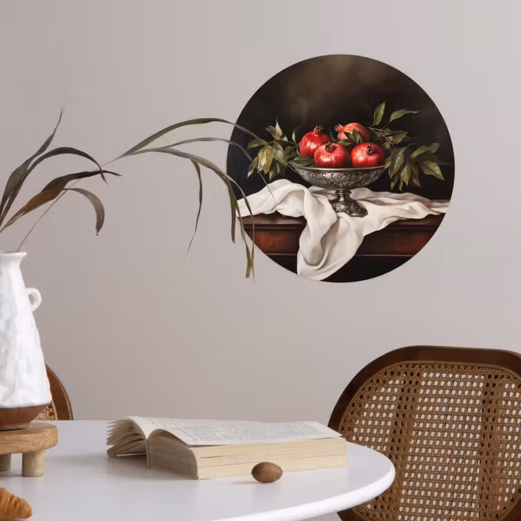 Granaatappels - Klassiek - Vintage Wandcirkel behangsticker klein -sfeer3