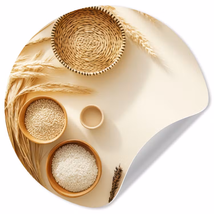 Granen - Hout - Kom - Beige Wandcirkel behangsticker klein -3d