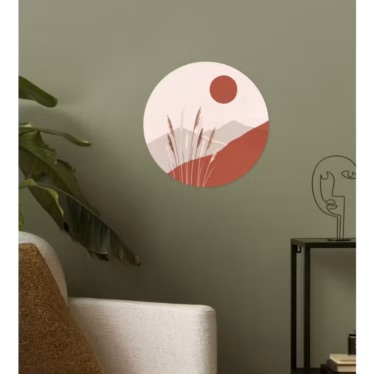 Gras - Landschap - Natuur - Abstract - Beige Wandcirkel behangsticker klein -sfeer2
