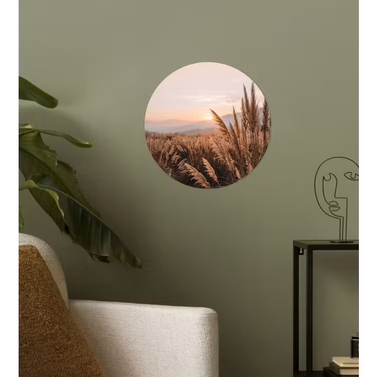 Gras - Veld - Zon - Natuur Wandcirkel behangsticker klein -sfeer2