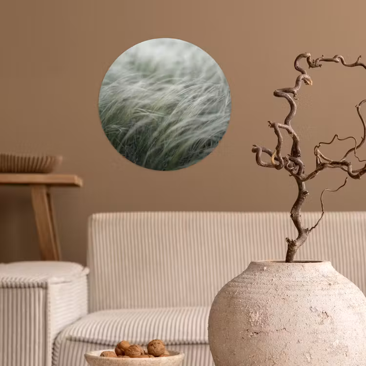 Gras - Wazig - Natuur - Groen - Zacht Wandcirkel behangsticker klein -sfeer1