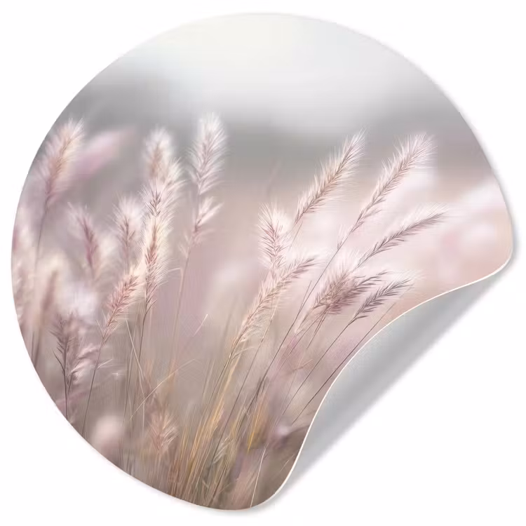 Graspluimen - Wind - Beige - Mistig Wandcirkel behangsticker klein -3d