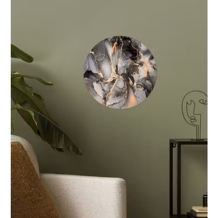 Grijs - Luxe - Goud - Marmer Wandcirkel behangsticker klein -sfeer2