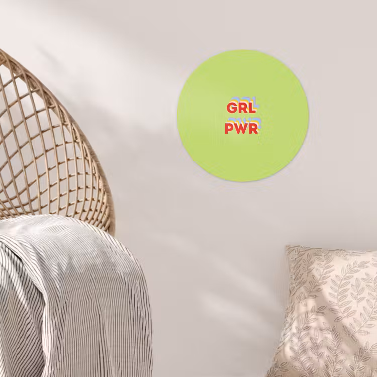 Grl pwr - Groen - Rood - 3D Wandcirkel behangsticker klein -sfeer4