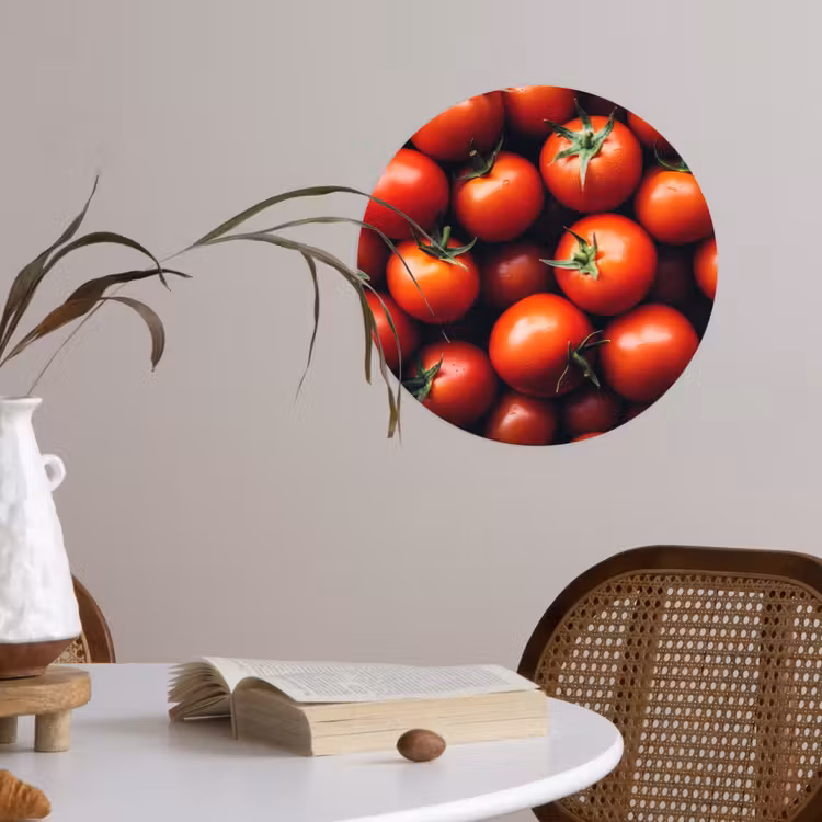 Groente - Rood - Tomaten Wandcirkel behangsticker klein -sfeer3