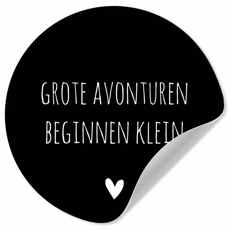 Grote avonturen beginnen klein - Spreuken - Quotes Wandcirkel behangsticker klein -3d