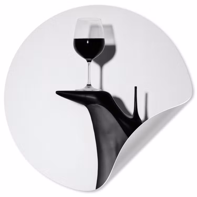 Hak - Wijn - Minimalistisch - Zwart Wandcirkel behangsticker klein -3d