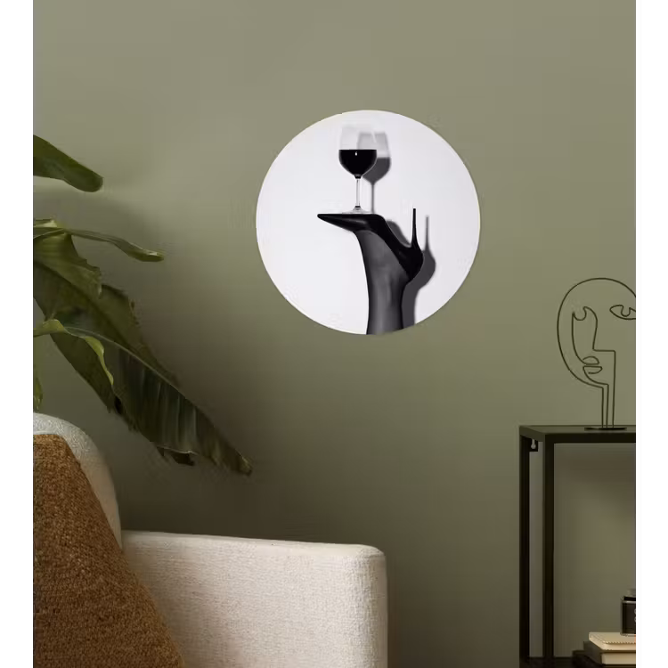 Hak - Wijn - Minimalistisch - Zwart Wandcirkel behangsticker klein -sfeer2