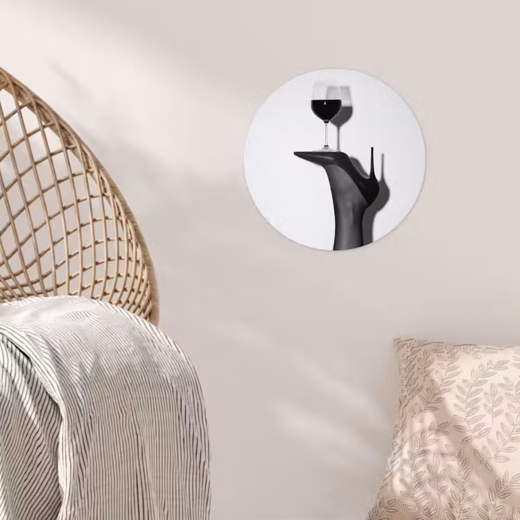Hak - Wijn - Minimalistisch - Zwart Wandcirkel behangsticker klein -sfeer4