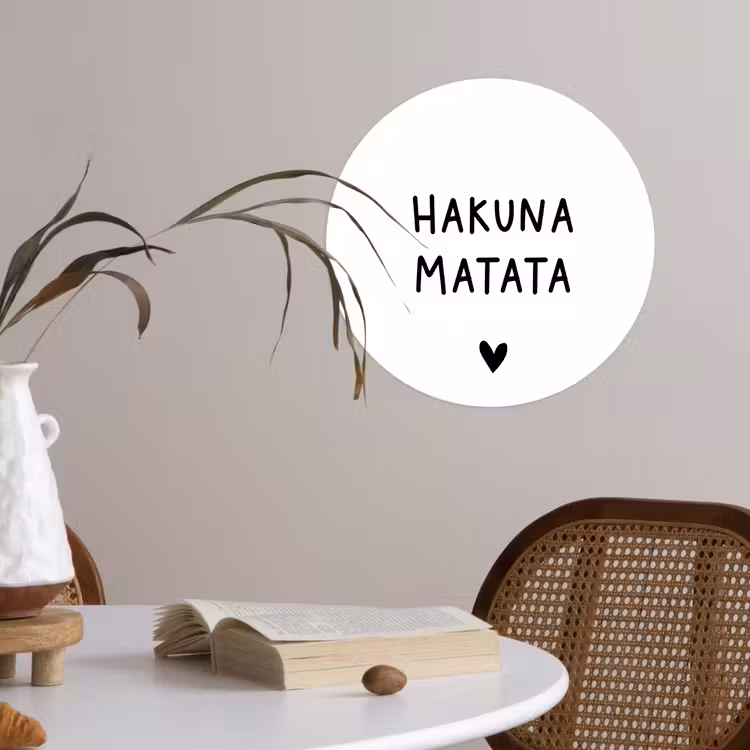 Hakuna matata - Spreuken - Quotes Wandcirkel behangsticker klein -sfeer3