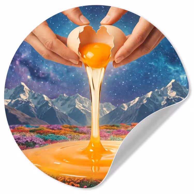 Behangcirkel - Handen - Ei - Surrealisme - Handen - Ei - Surrealisme Wandcirkel behangsticker klein