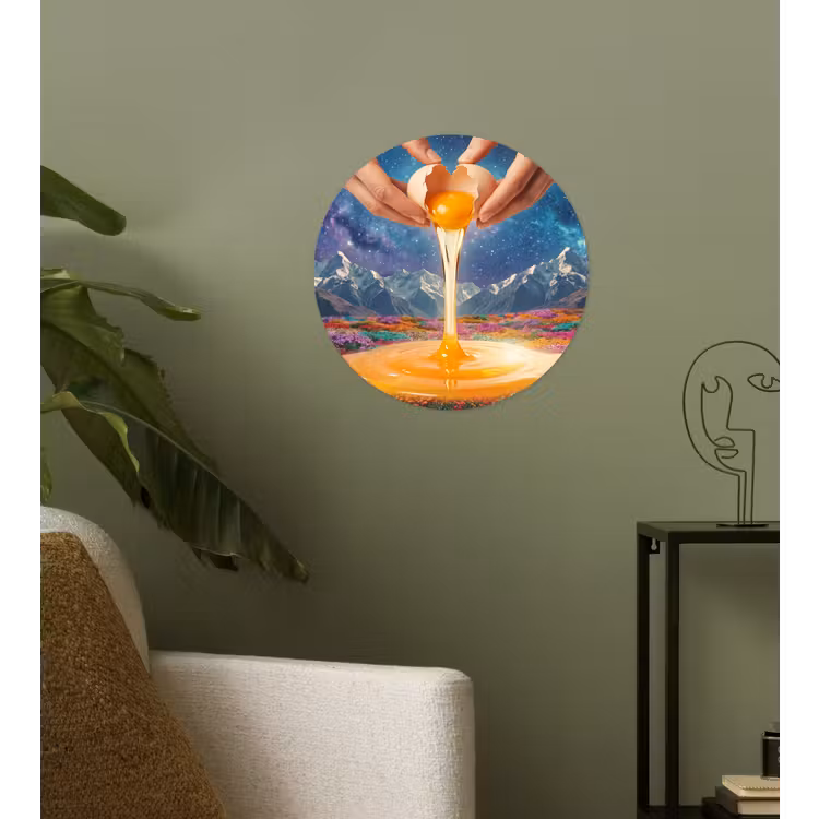 Behangcirkel - Handen - Ei - Surrealisme - Handen - Ei - Surrealisme Wandcirkel behangsticker klein