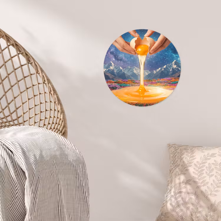 Behangcirkel - Handen - Ei - Surrealisme - Handen - Ei - Surrealisme Wandcirkel behangsticker klein
