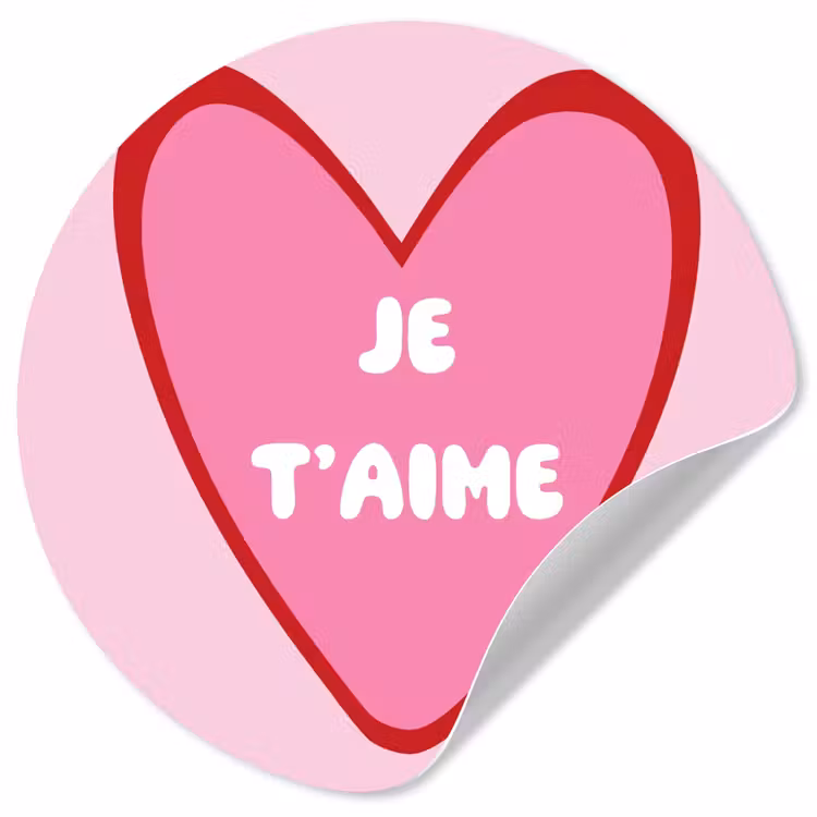 Hart - Frans - Valentijn - Roze Wandcirkel behangsticker klein -3d