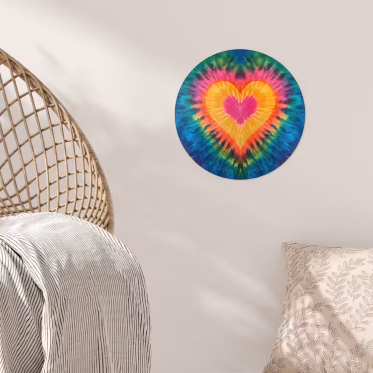 Hart - Tie Dye - Kleurrijk Wandcirkel behangsticker klein -sfeer4