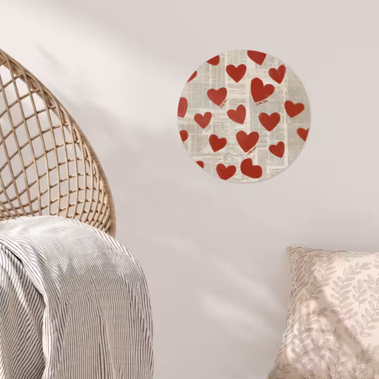Hartjes - Krant - Loveyou Wandcirkel behangsticker klein -sfeer4