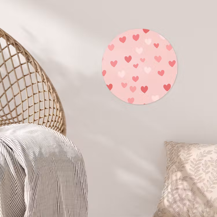 Hartjes - Patroon - Roze - Eenvoudig Wandcirkel behangsticker klein -sfeer4