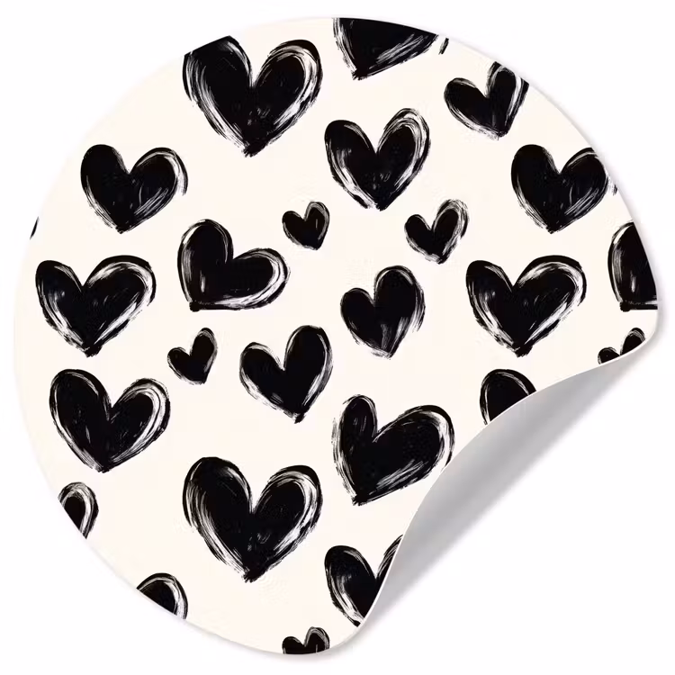 Hartjes - Patroon - Zwart Wandcirkel behangsticker klein 186 -3d