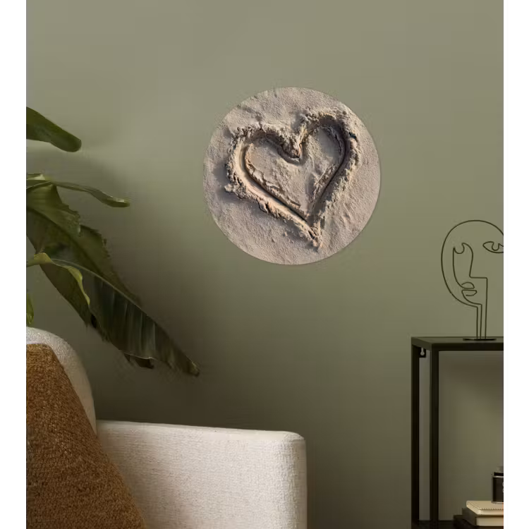 Hartvorm - Getekend - Beige - Zand Wandcirkel behangsticker klein -sfeer2