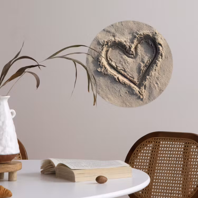 Hartvorm - Getekend - Beige - Zand Wandcirkel behangsticker klein -sfeer3