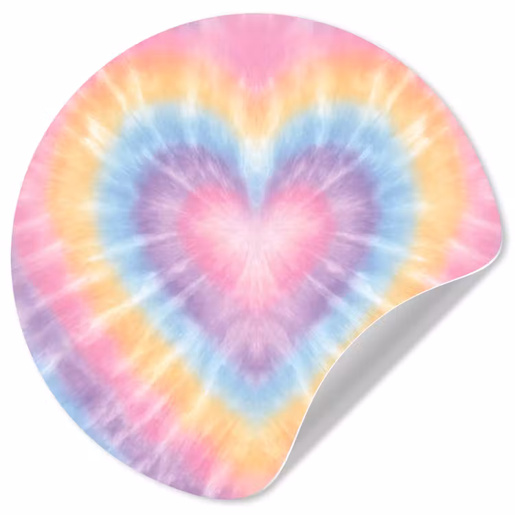Hartvorm - Pastelkleuren - Tie Dye Wandcirkel behangsticker klein -3d